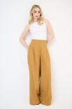 PANTALONE MISTO LINO CON PINCE CHIUSE MIELE