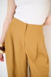 PANTALONE MISTO LINO CON PINCE CHIUSE MIELE