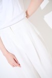 PANTALONE MISTO LINO CON PINCE CHIUSE PANNA
