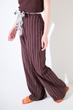 PANTALONE DRITTO MISTO LINO STAMPA RIGA CON FUSCIACCA MORO