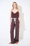 PANTALONE DRITTO MISTO LINO STAMPA RIGA CON FUSCIACCA MORO