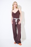 PANTALONE DRITTO MISTO LINO STAMPA RIGA CON FUSCIACCA MORO