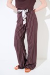 PANTALONE DRITTO MISTO LINO STAMPA RIGA CON FUSCIACCA MORO
