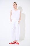 PANTALONE CARROT CON TASCA NELLA CUCITURA BIANCO
