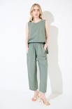 PANTALONE CARROT CON TASCA NELLA CUCITURA VERDE MILITARE