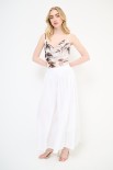 PANTALONE CROP PALAZZO CON ELASTICO MUSSOLA BIANCO