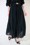 PANTALONE CROP PALAZZO CON ELASTICO MUSSOLA NERO