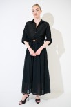 PANTALONE CROP PALAZZO CON ELASTICO MUSSOLA NERO