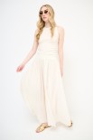 PANTALONE CROP PALAZZO CON ELASTICO MUSSOLA BURRO