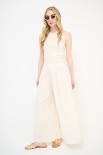 PANTALONE CROP PALAZZO CON ELASTICO MUSSOLA BURRO