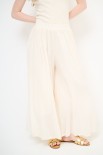 PANTALONE CROP PALAZZO CON ELASTICO MUSSOLA BURRO