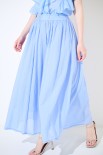 PANTALONE CROP PALAZZO CON ELASTICO MUSSOLA CELESTE
