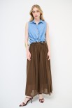 PANTALONE CROP PALAZZO CON ELASTICO MUSSOLA MORO