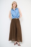 PANTALONE CROP PALAZZO CON ELASTICO MUSSOLA MORO