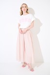 PANTALONE CROP PALAZZO CON ELASTICO MUSSOLA ROSA