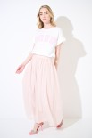PANTALONE CROP PALAZZO CON ELASTICO MUSSOLA ROSA