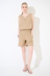 SHORTS ELASTICO CON TASCHE INSERITE CAMMELLO