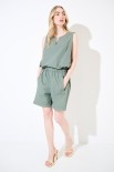 SHORTS ELASTICO CON TASCHE INSERITE VERDE MILITARE