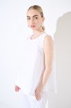 TOP SMANICATO CON BOTTONI DIETRO BIANCO