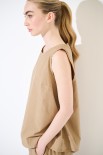 TOP SMANICATO CON BOTTONI DIETRO CAMMELLO