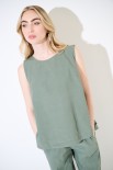 TOP SMANICATO CON BOTTONI DIETRO VERDE MILITARE