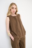 TOP SMANICATO CON BOTTONI DIETRO MORO