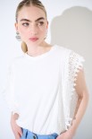 T-SHIRT SCATOLINA CON PASSAMANERIA LATERALE BIANCO