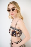 CROP TOP CON ELASTICO E BOTTONI STAMPA CAMMELLO
