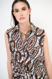 CAMICIA SMANICATA CON FIOCCO STAMPA MUSSOLA CERCHI MORO