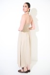 ABITO LUNGO MISTO LINO CUT OUT BEIGE