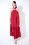 ABITO LUNGO MISTO LINO CON ANELLO ROSSO INDIA