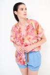 CAMICIA MANICA 3/4 MUSSOLA STAMPA CON NODO ROSSO
