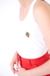 CANOTTA VOGATORE RICAMO FRAGOLA BIANCO