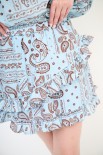 MINI CON ROUCHES MUSSOLA STAMPA CELESTE