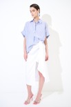 CAMICIA OVER MANICA RISVOLTO RIGA CELESTE