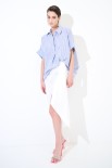 CAMICIA OVER MANICA RISVOLTO RIGA CELESTE