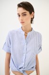 CAMICIA BASIC MEZZA MANICA RIGA CELESTE