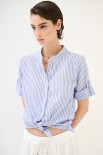 CAMICIA BASIC MEZZA MANICA RIGA CELESTE