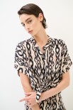 CAMICIA OVER SPALLA CALATA STAMPA NERO