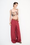 PANTALONE PALAZZO CON CINTURA ROSSO INDIA