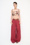 PANTALONE PALAZZO CON CINTURA ROSSO INDIA