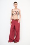 PANTALONE PALAZZO CON CINTURA ROSSO INDIA