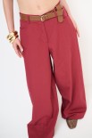 PANTALONE PALAZZO CON CINTURA ROSSO INDIA