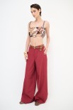 PANTALONE PALAZZO CON CINTURA ROSSO INDIA