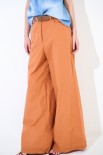 PANTALONE PALAZZO CON CINTURA PELLE ROSSA
