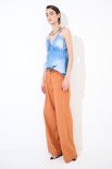 PANTALONE PALAZZO CON CINTURA PELLE ROSSA