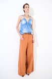 PANTALONE PALAZZO CON CINTURA PELLE ROSSA