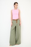 PANTALONE PALAZZO CON CINTURA ROSMARINO