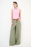 PANTALONE PALAZZO CON CINTURA ROSMARINO
