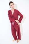 PANTA OVETTO CON COULISSE ROSSO INDIA